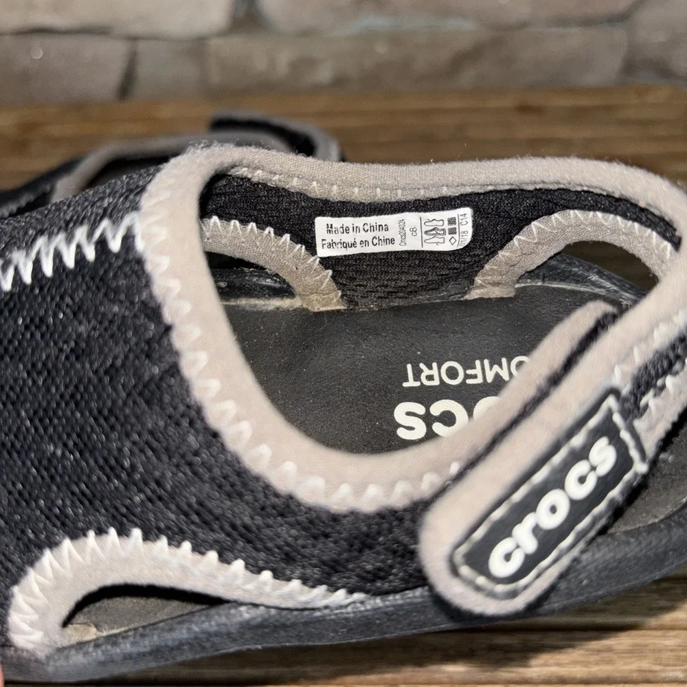 Crocs Black C 8 Swiftwater Sandal Closed Bump Toe Fisherman Water Safe Toddler